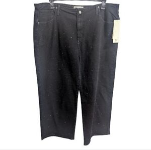 No Boundaries Women's Wide Leg Jeans Juniors Sz XXL 20 Black Rhinestones